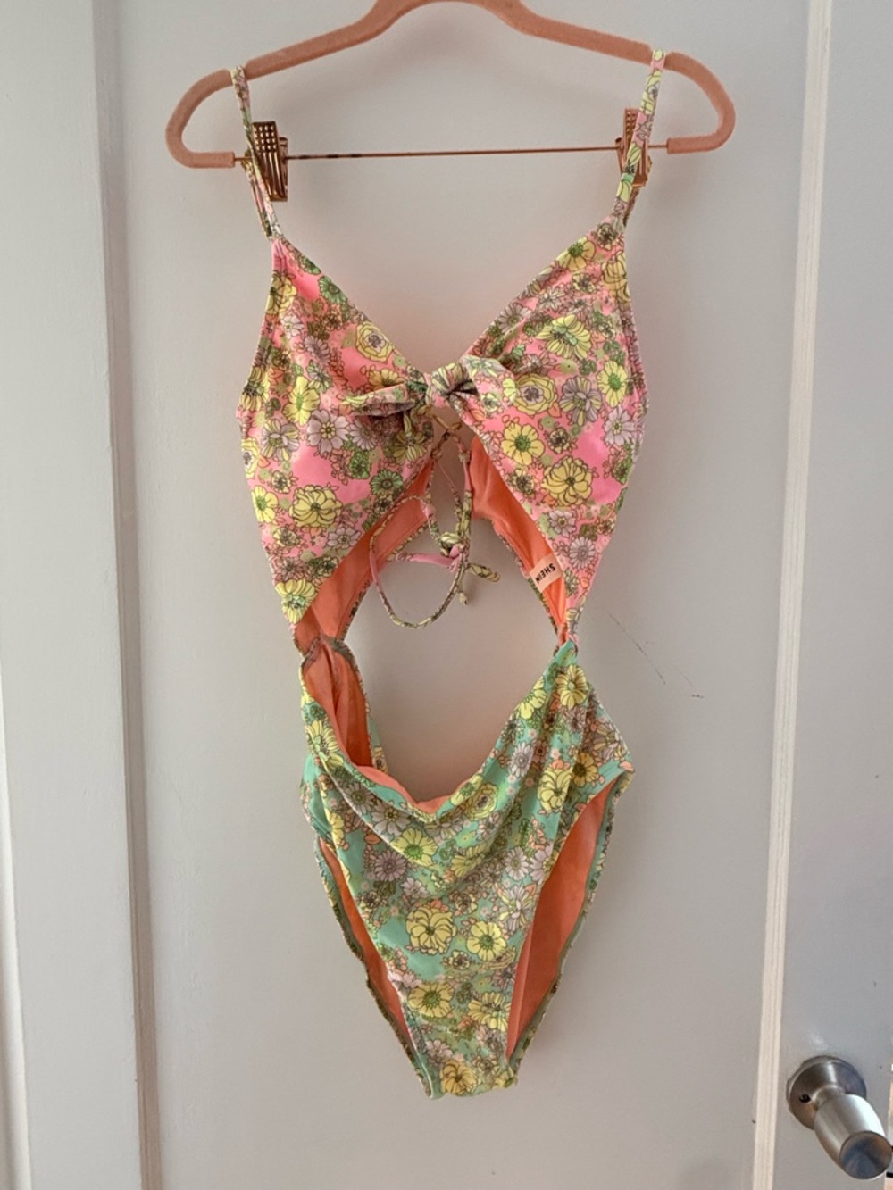 Pink, Yellow & Green Floral One-Piece Swimsuit